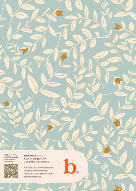 Flora ijsblauw behangstaal